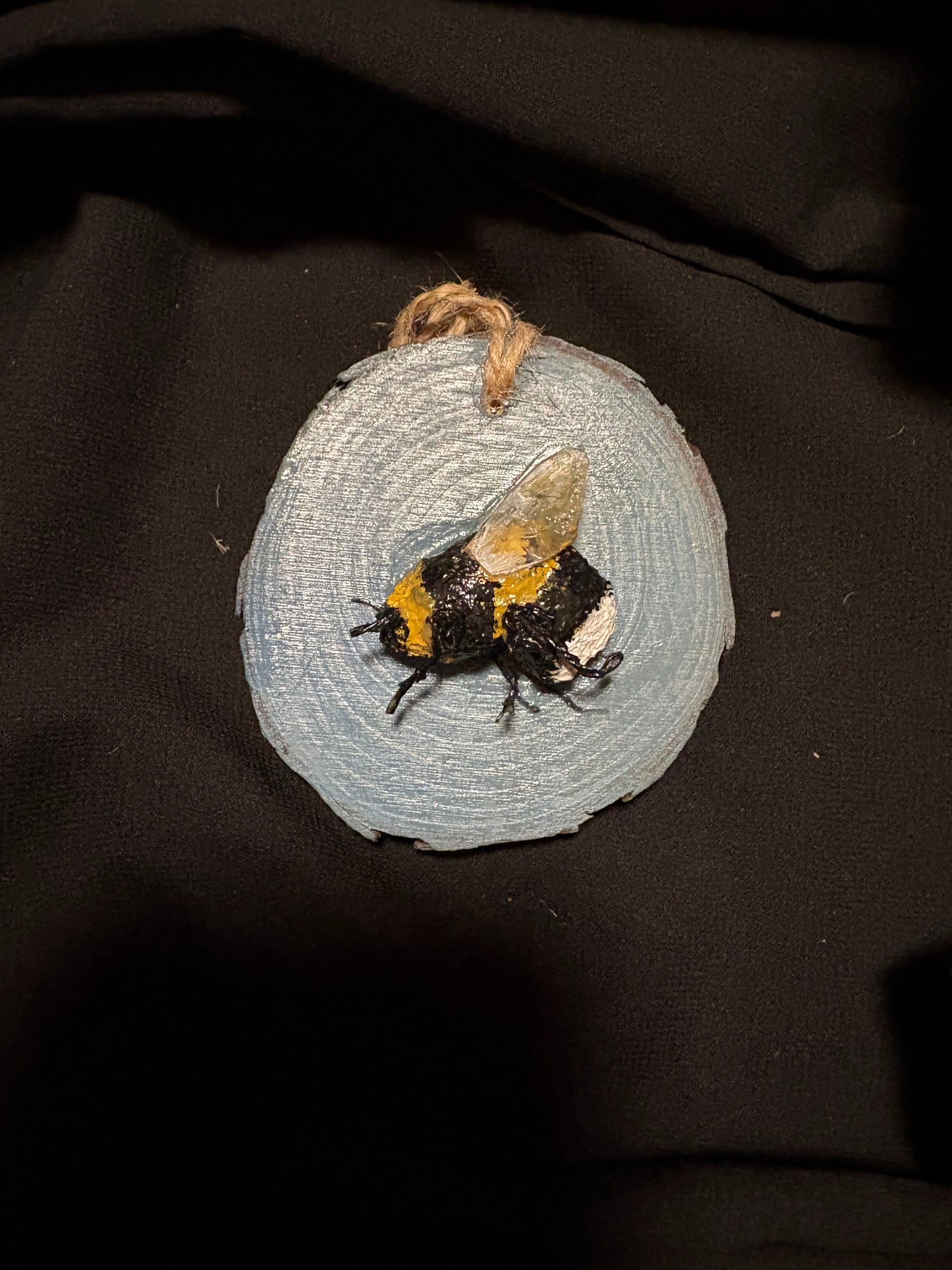 Bee Hanging Charms - Blue Sky Bee 3 - Original Recycled Art