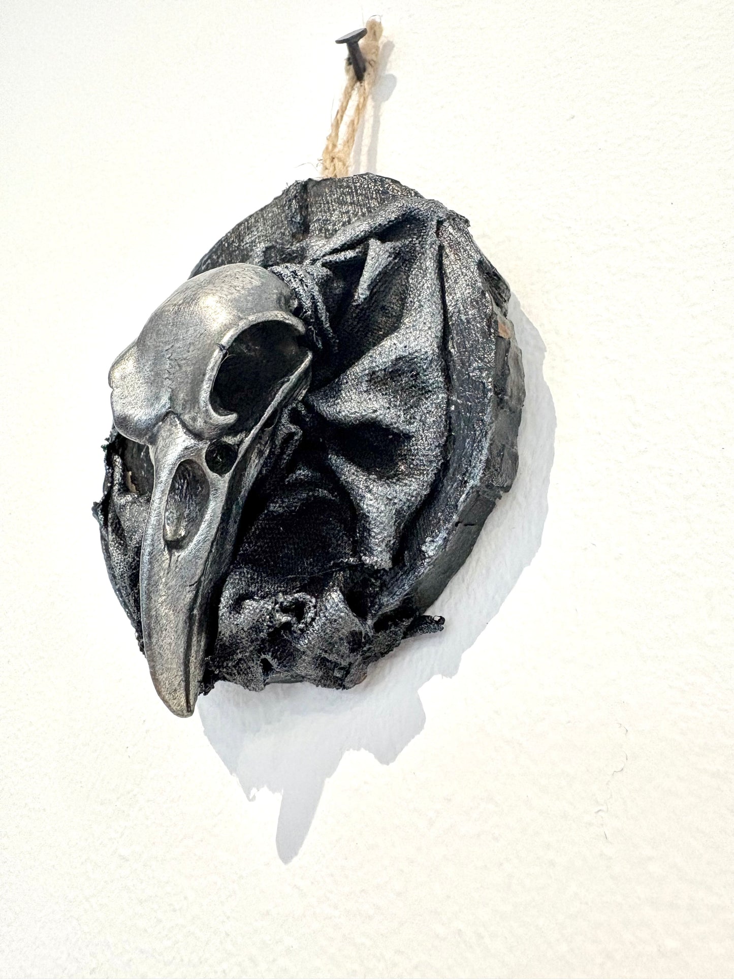 Raven Skull - Hanging Charms - Original Recycled Art