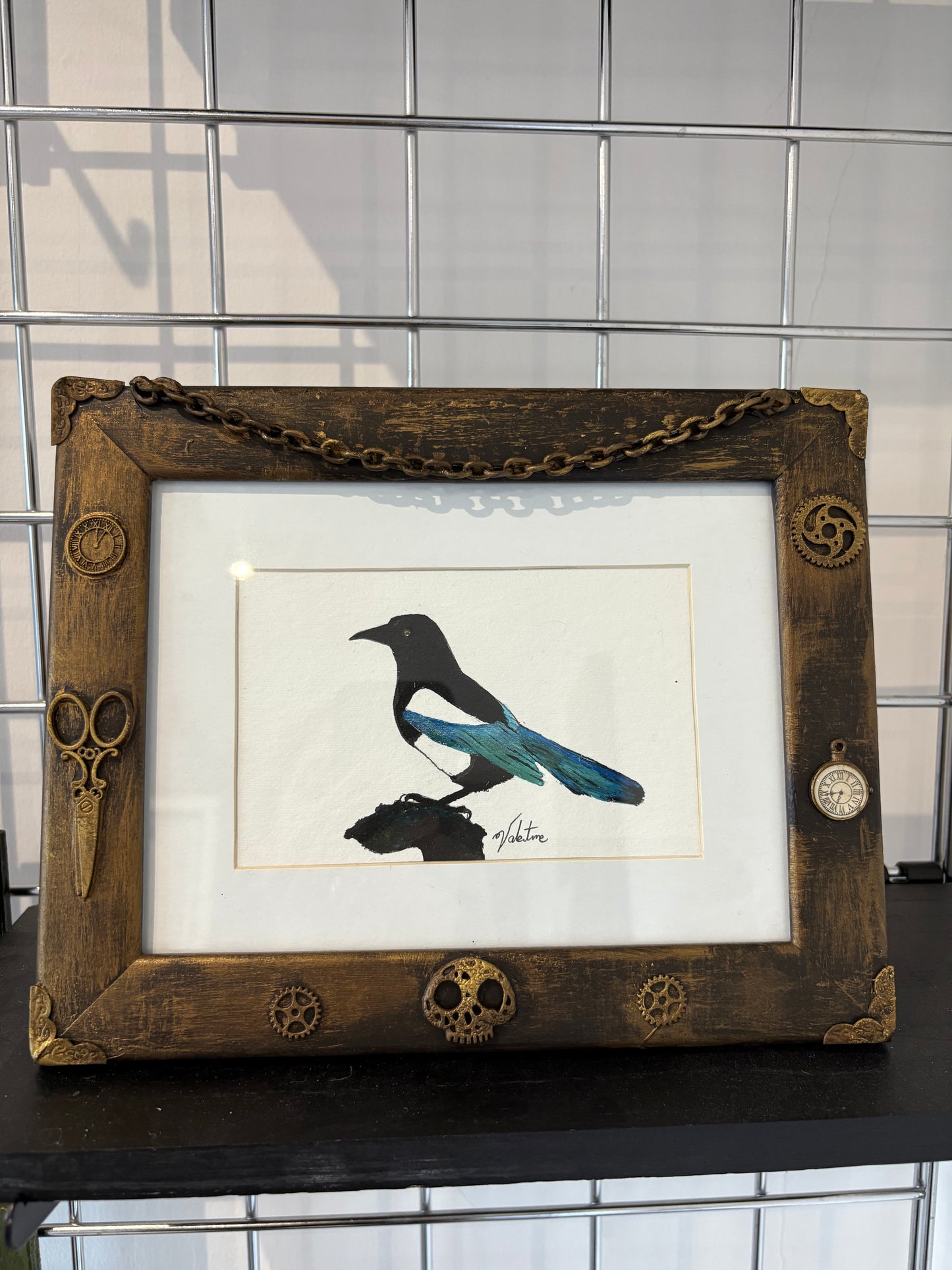 The Magpie Thief - Pagan Steampunk Watercolour Reclaimed Materials