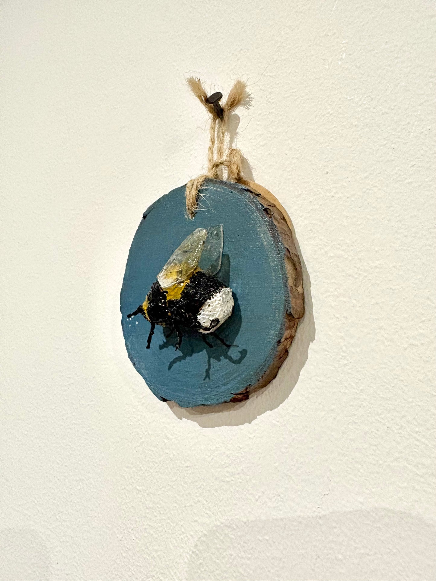 Bee Hanging Charms - Teal Bee 2 - Original Recycled Art