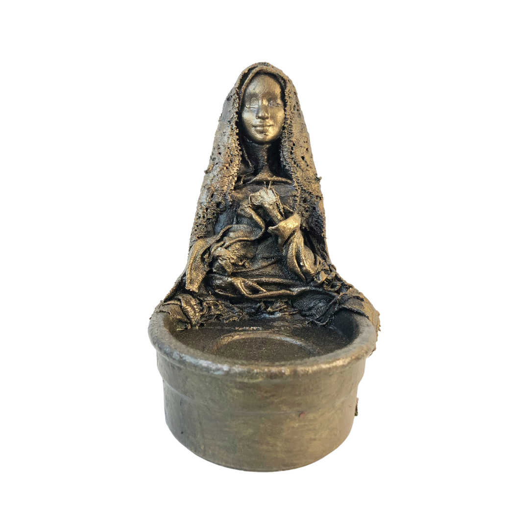 Heart Meditation Crystal or Tea Light Holder - Medieval Pagan Sculpture