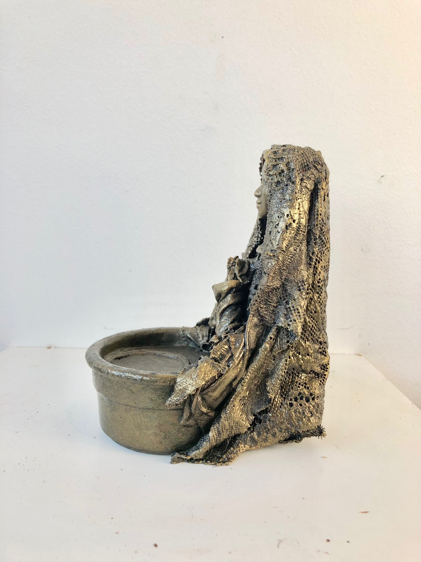Heart Meditation Crystal or Tea Light Holder - Medieval Pagan Sculpture