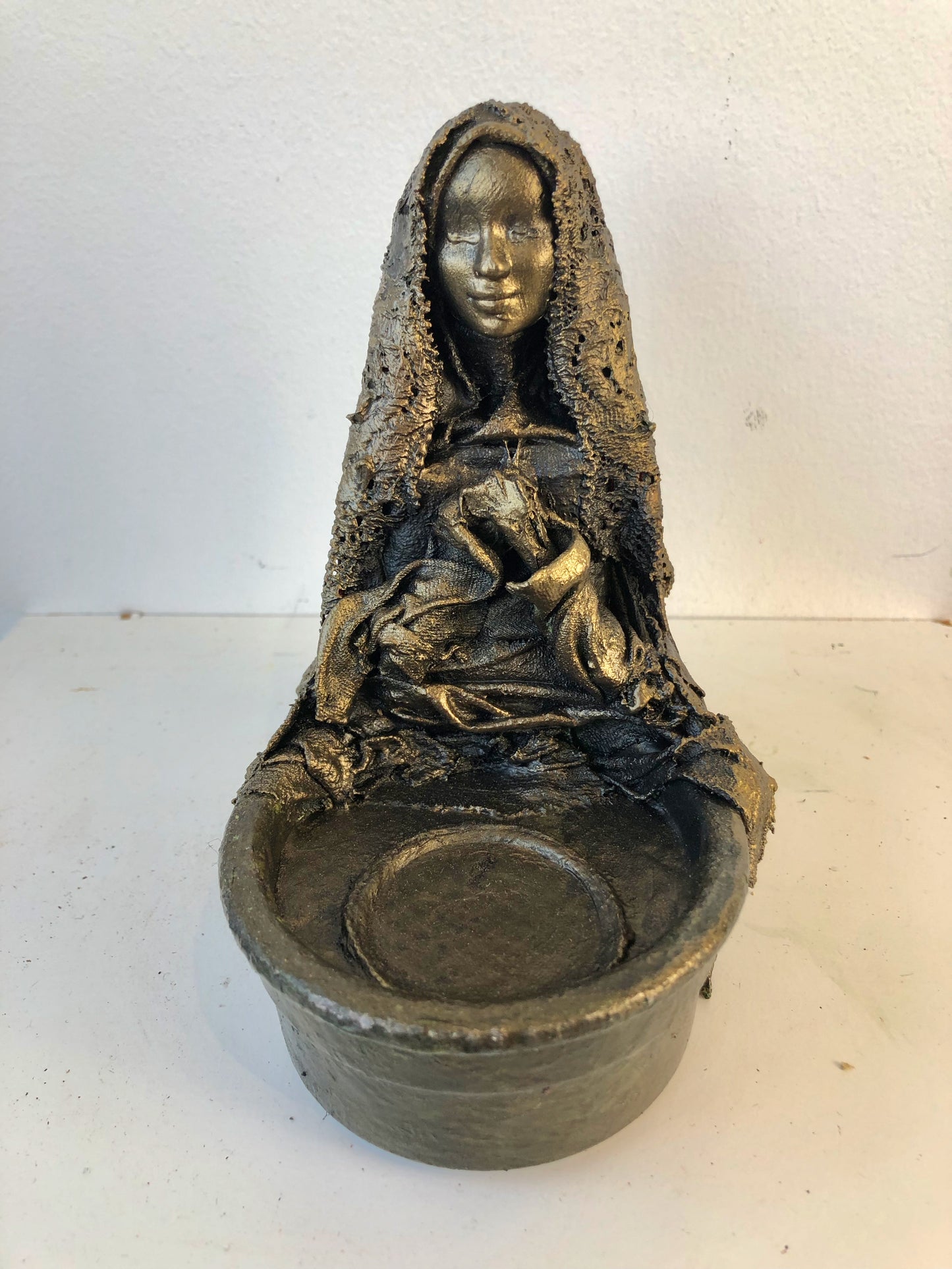 Heart Meditation Crystal or Tea Light Holder - Medieval Pagan Sculpture