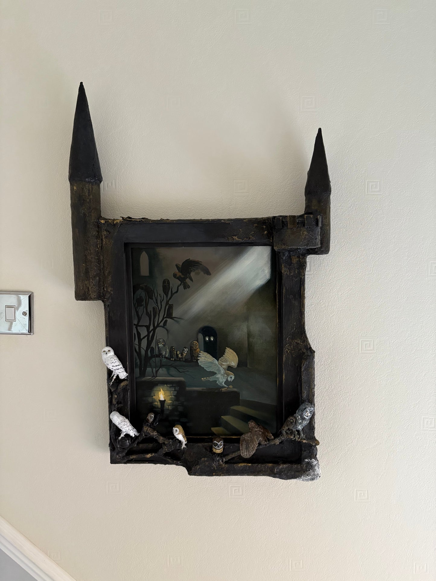 The Owlery Sculpture Frame and Painting