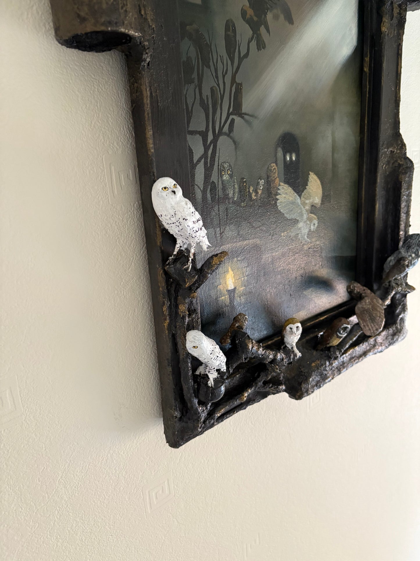 The Owlery Sculpture Frame and Painting