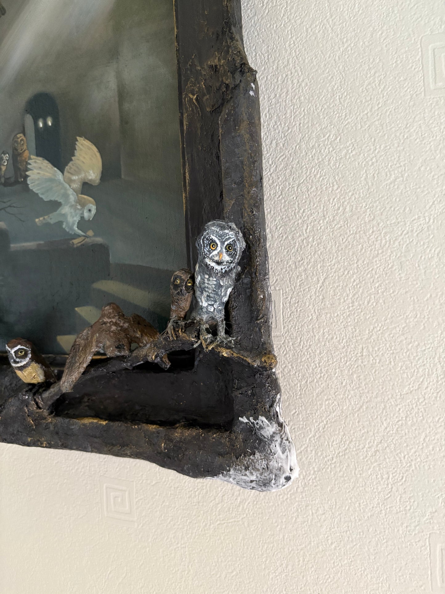 The Owlery Sculpture Frame and Painting