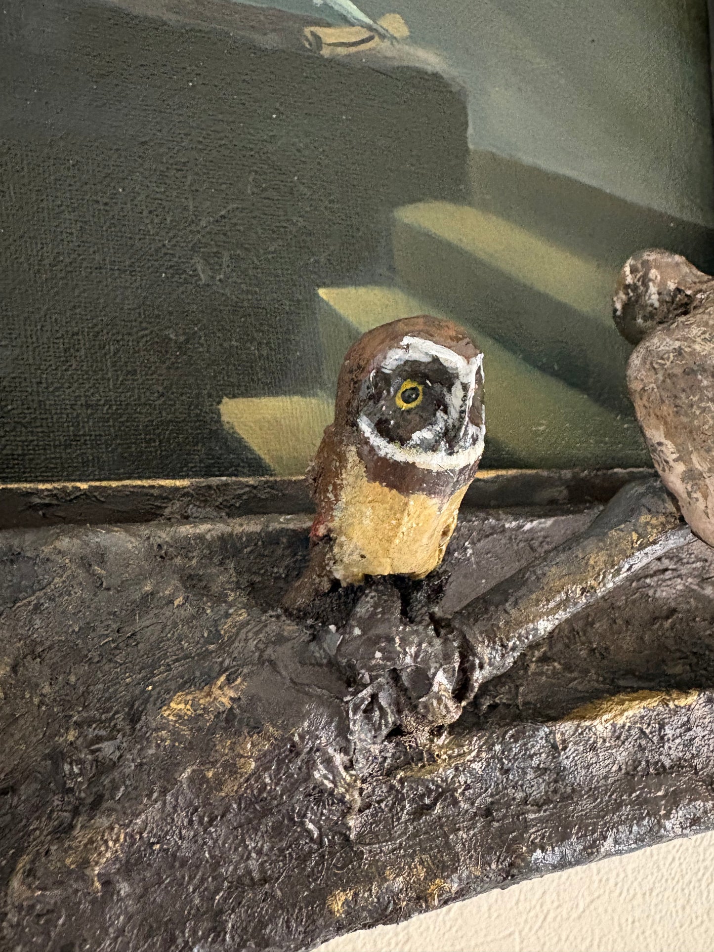 The Owlery Sculpture Frame and Painting