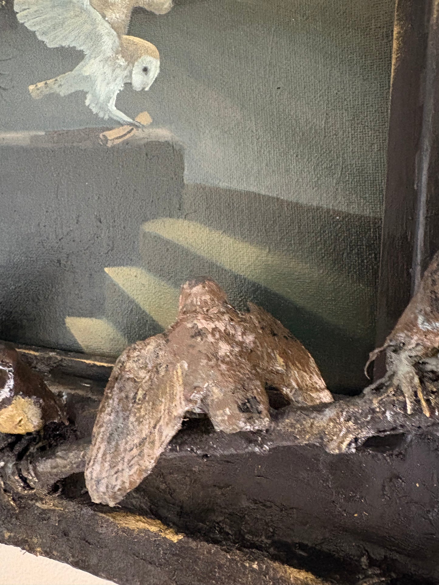 The Owlery Sculpture Frame and Painting