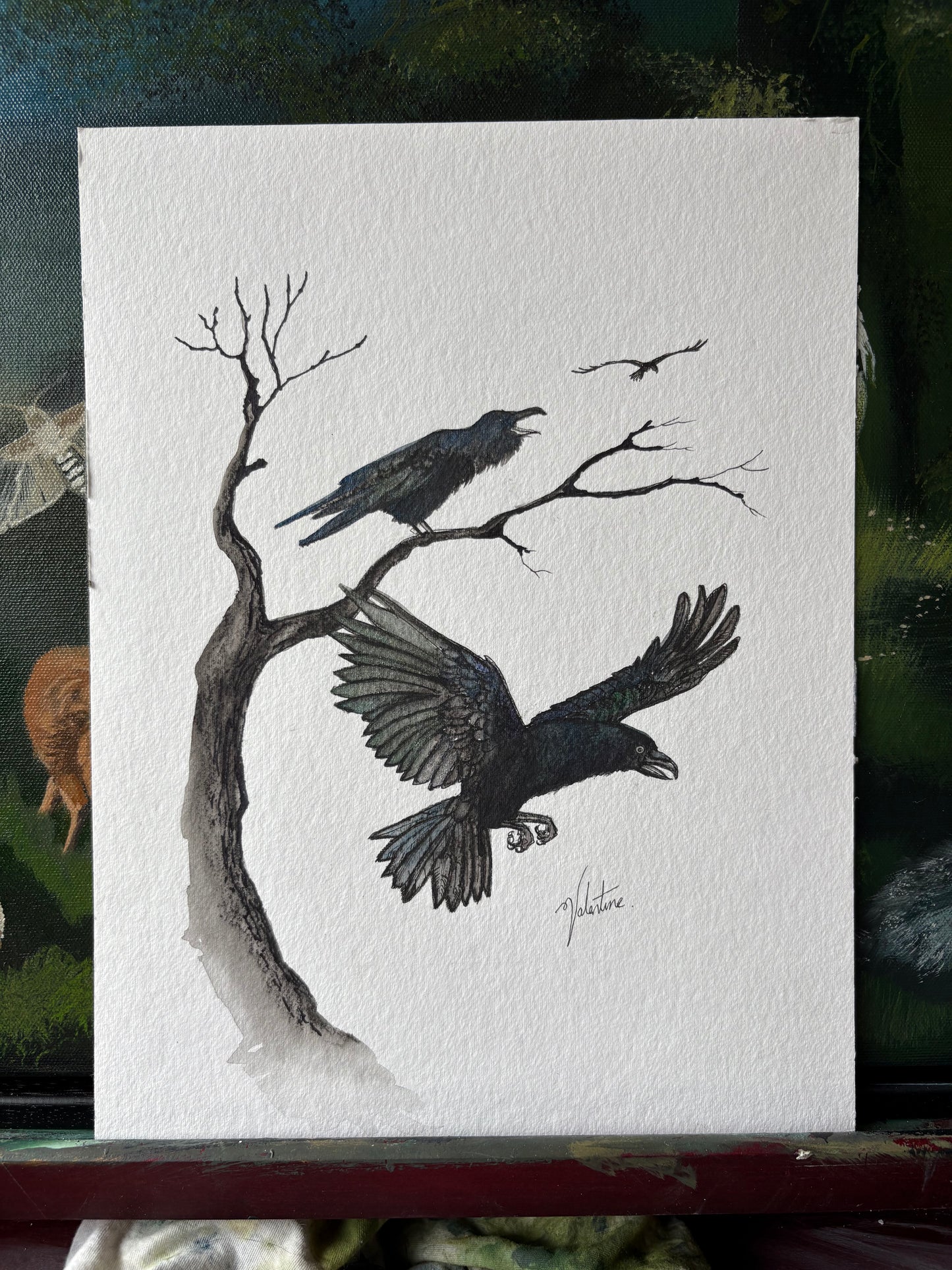Three Ravens Watercolour - Original Watercolour