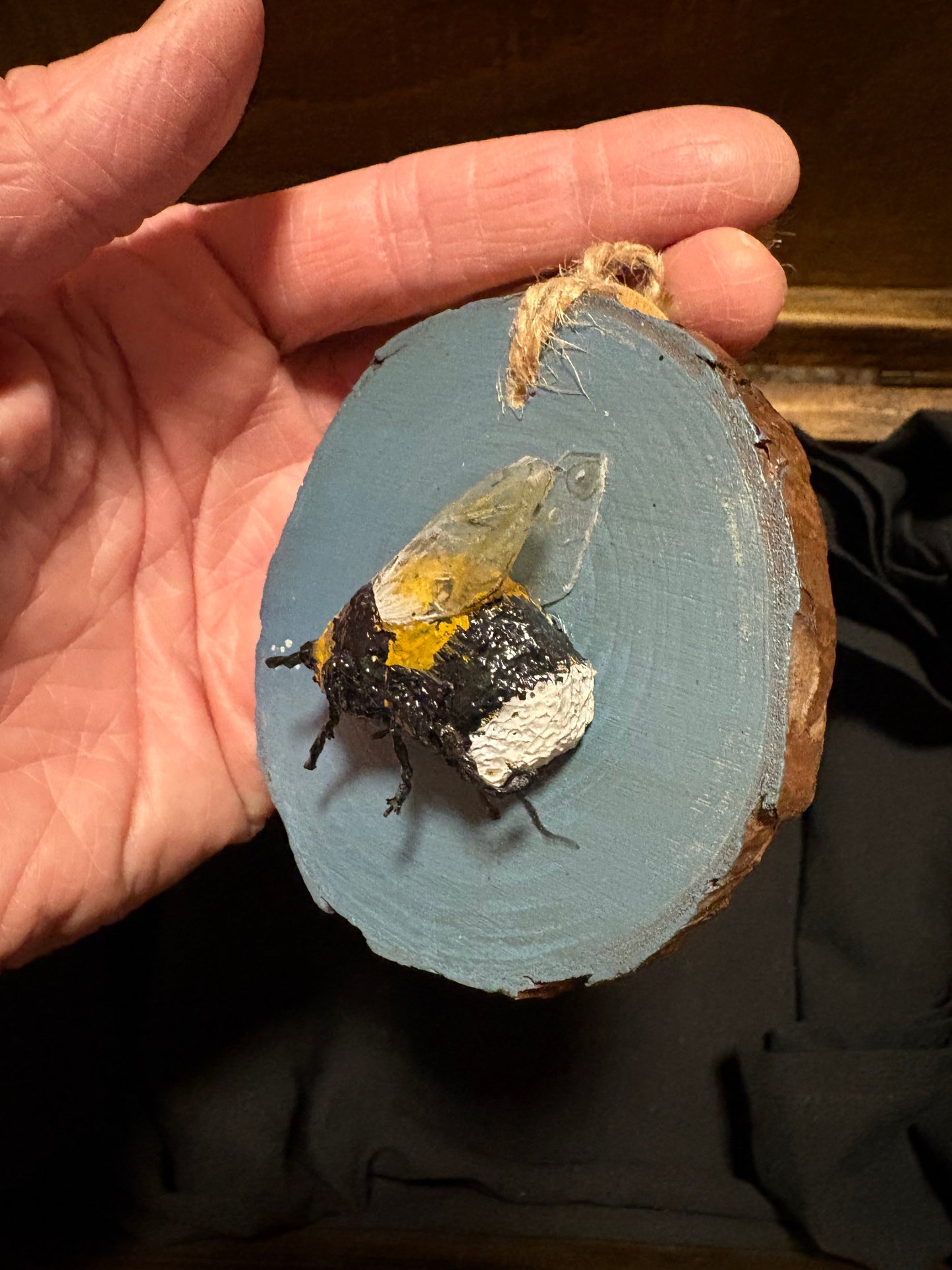 Bee Hanging Charms - Blue Sky Bee 3 - Original Recycled Art