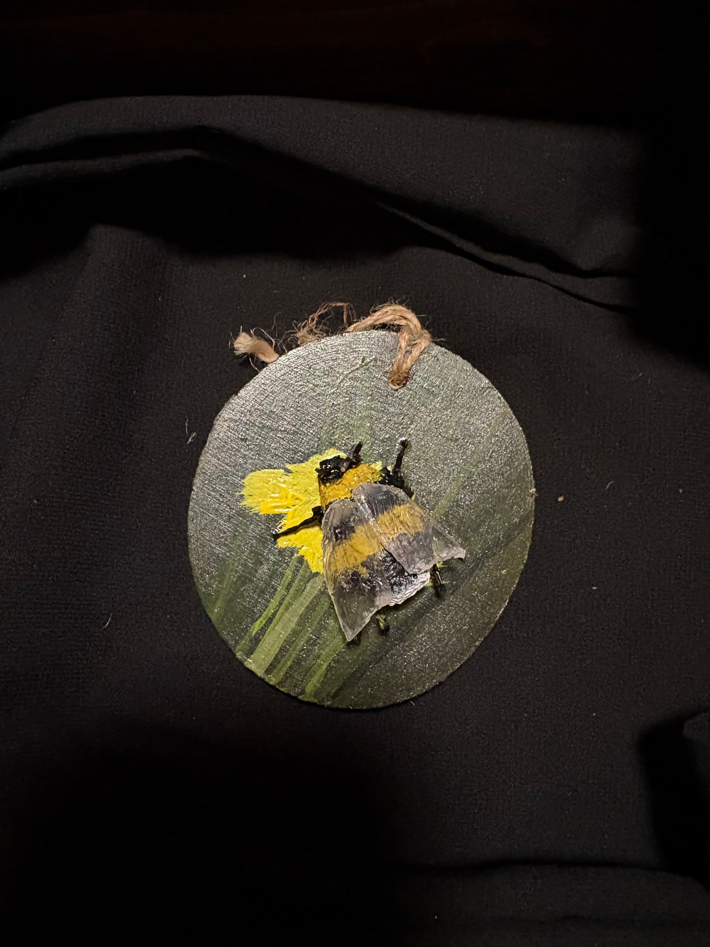 Bee Hanging Charms - Green Bee 2 - Original Recycled Art