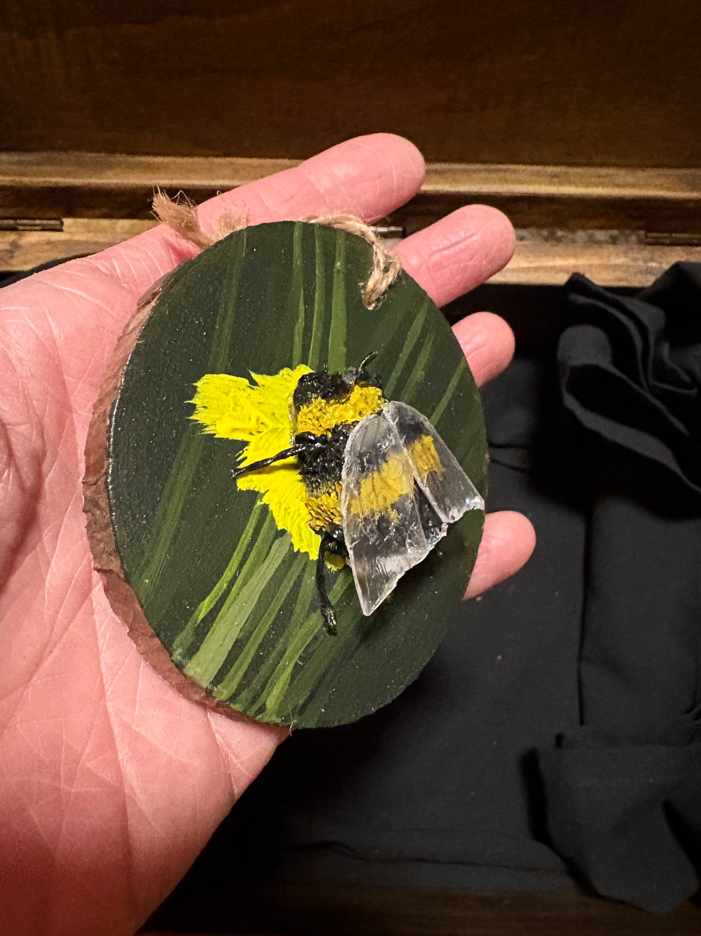 Bee Hanging Charms - Green Bee 2 - Original Recycled Art