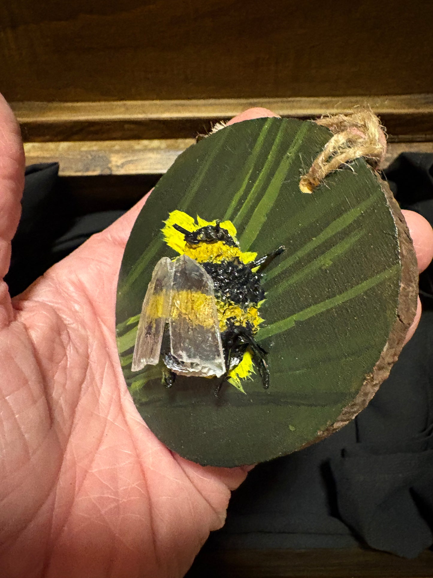 Bee Hanging Charms - Green Bee 2 - Original Recycled Art