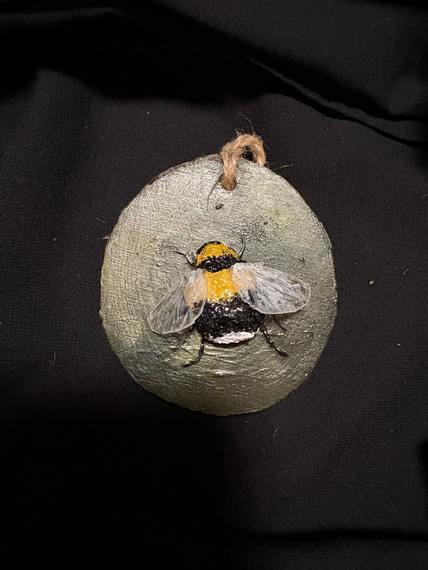 Bee Hanging Charms - Green Bee 1 - Original Recycled Art