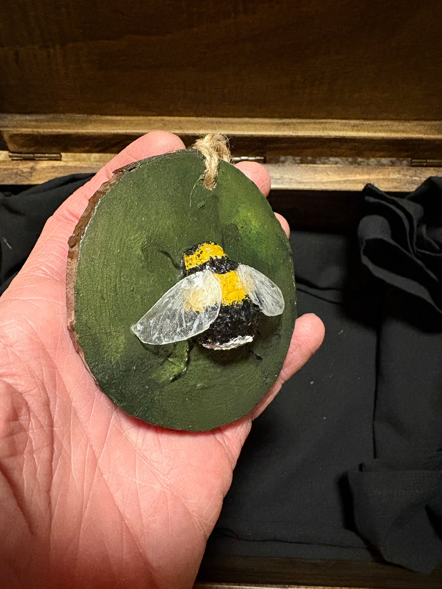 Bee Hanging Charms - Green Bee 1 - Original Recycled Art