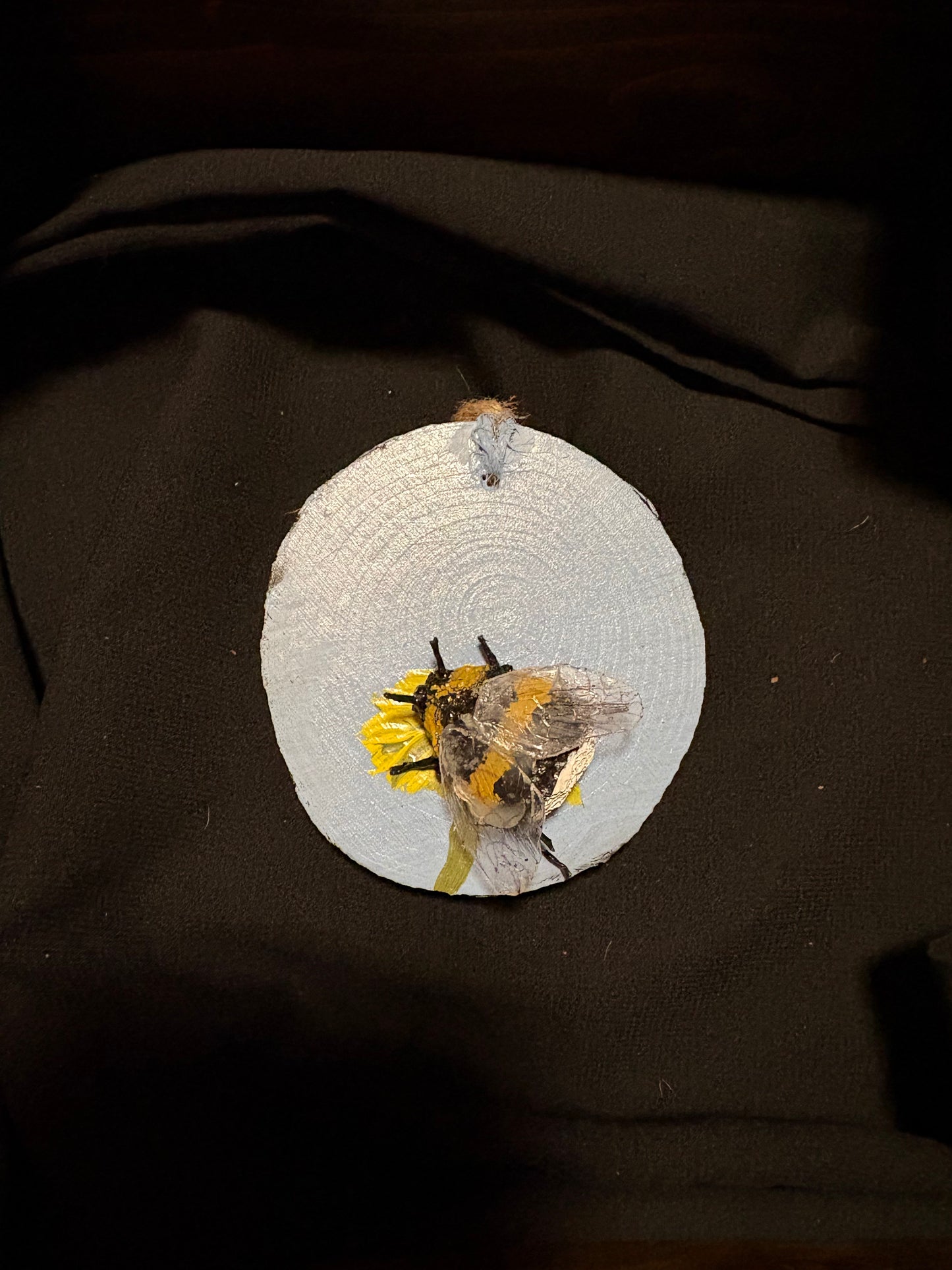 Bee Hanging Charms - Blue Sky Bee 2 - Original Recycled Art