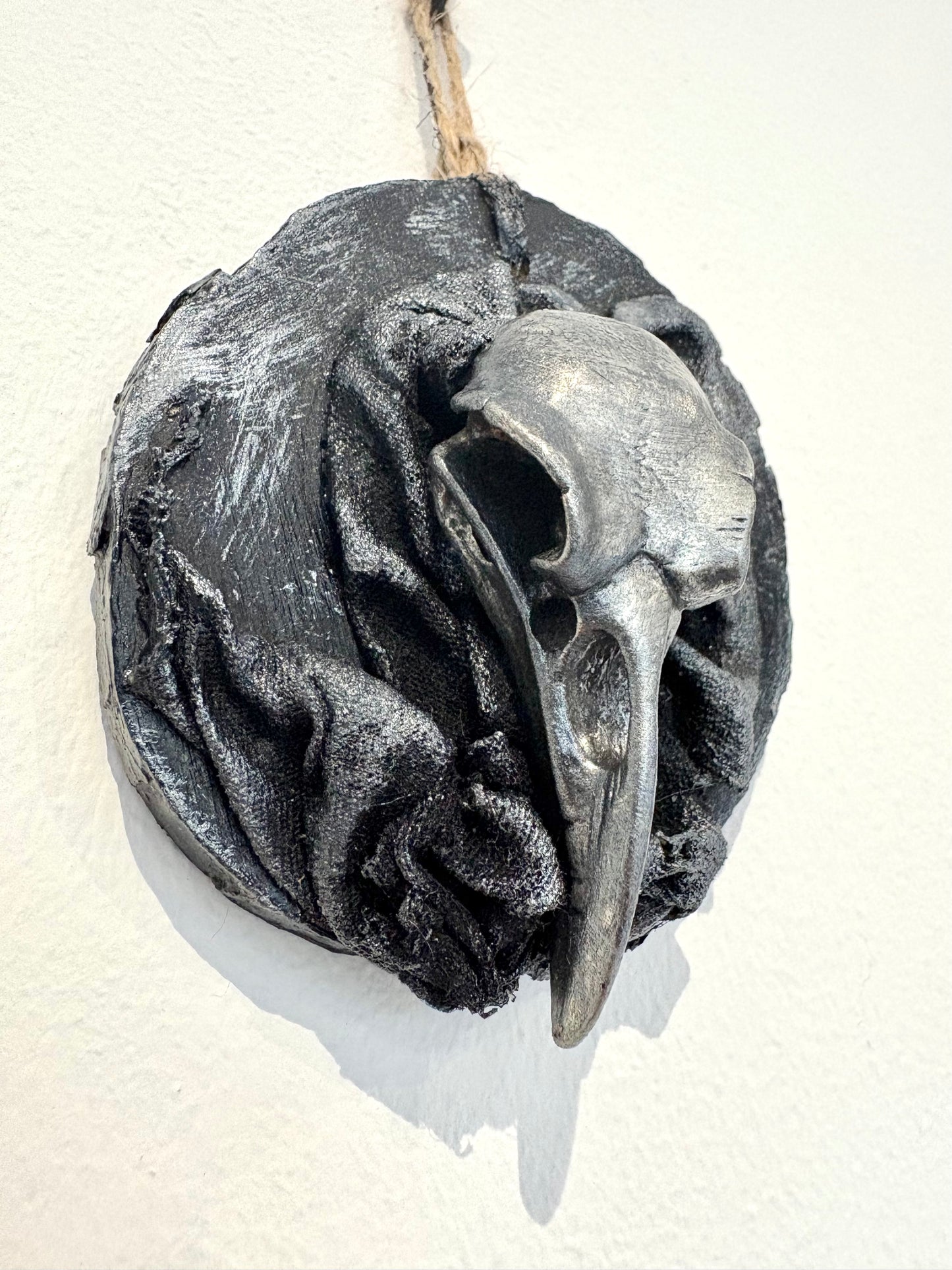 Raven Skull - Hanging Charms - Original Recycled Art