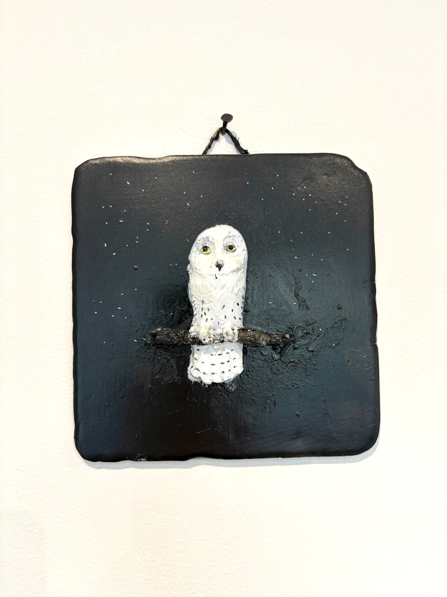 Hedwig the Snowy Owl - reclaimed tile sculpture