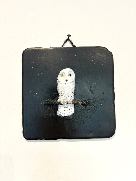 Hedwig the Snowy Owl - reclaimed tile sculpture