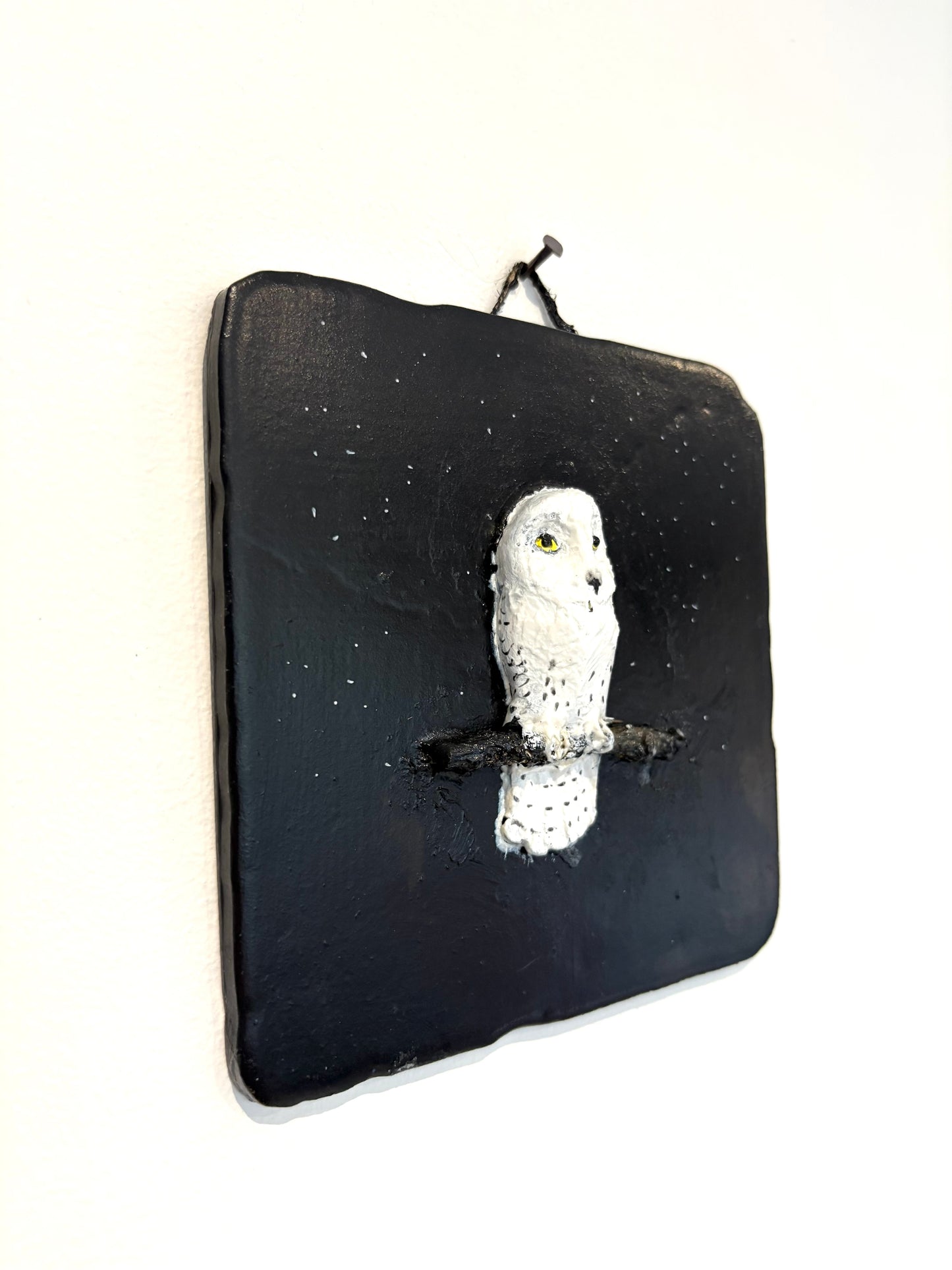 Hedwig the Snowy Owl - reclaimed tile sculpture