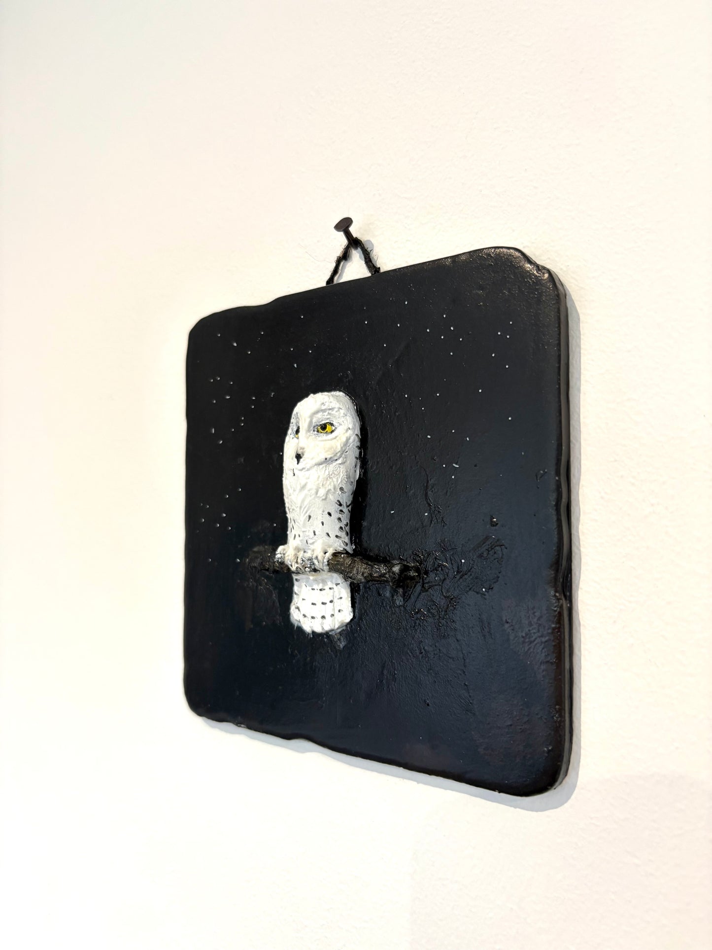 Hedwig the Snowy Owl - reclaimed tile sculpture