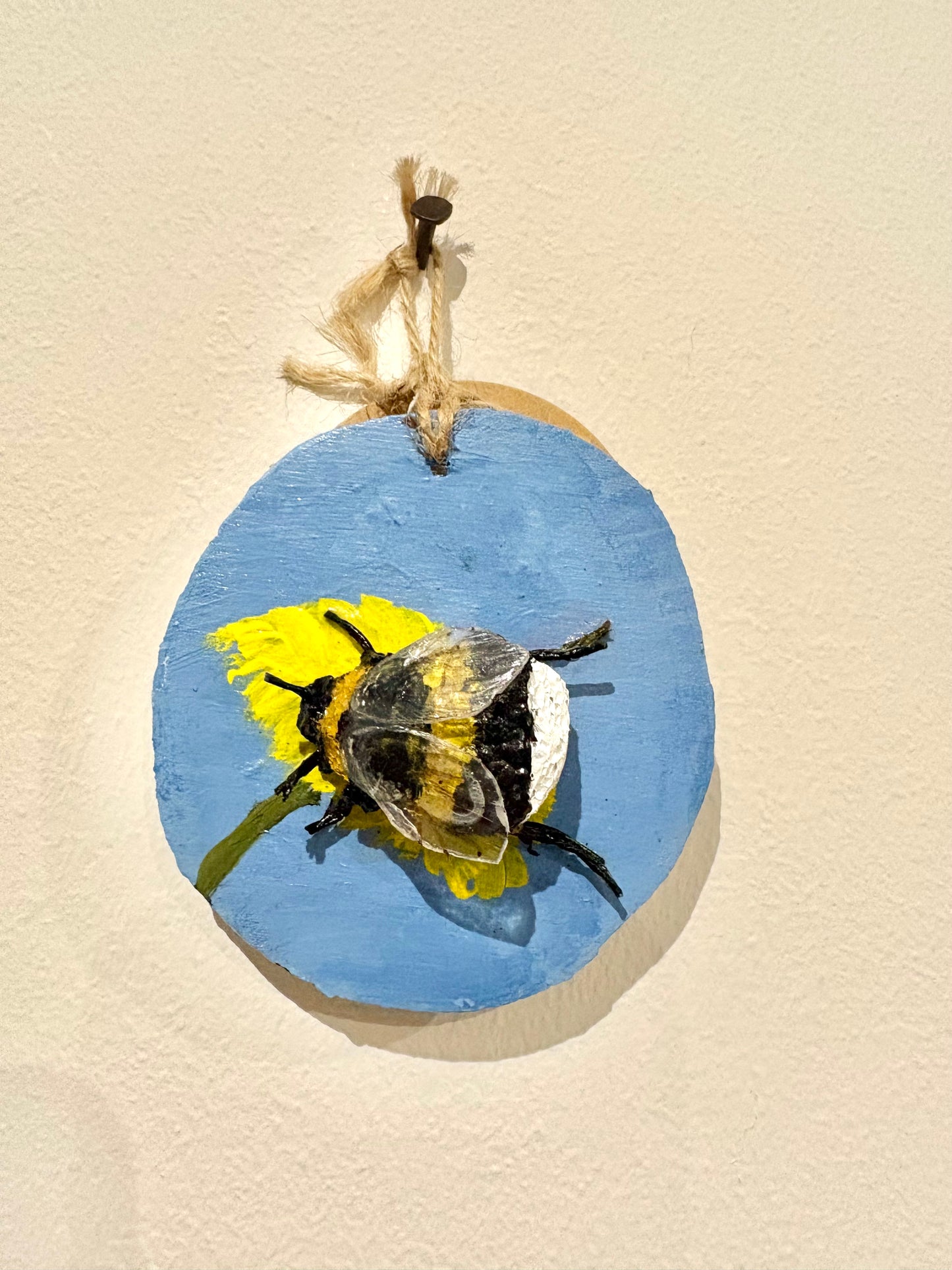 Bee Hanging Charms - Blue Sky Bee 1 - Original Recycled Art