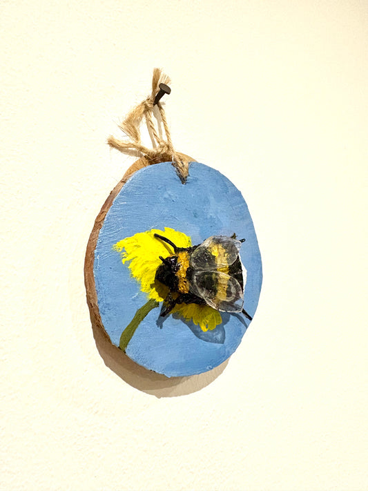 Bee Hanging Charms - Blue Sky Bee 1 - Original Recycled Art