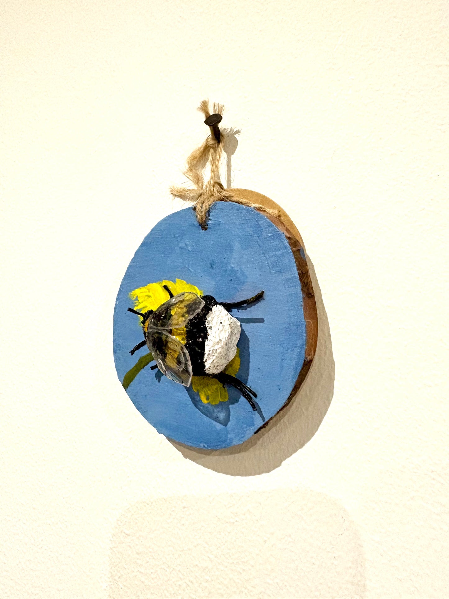 Bee Hanging Charms - Blue Sky Bee 1 - Original Recycled Art