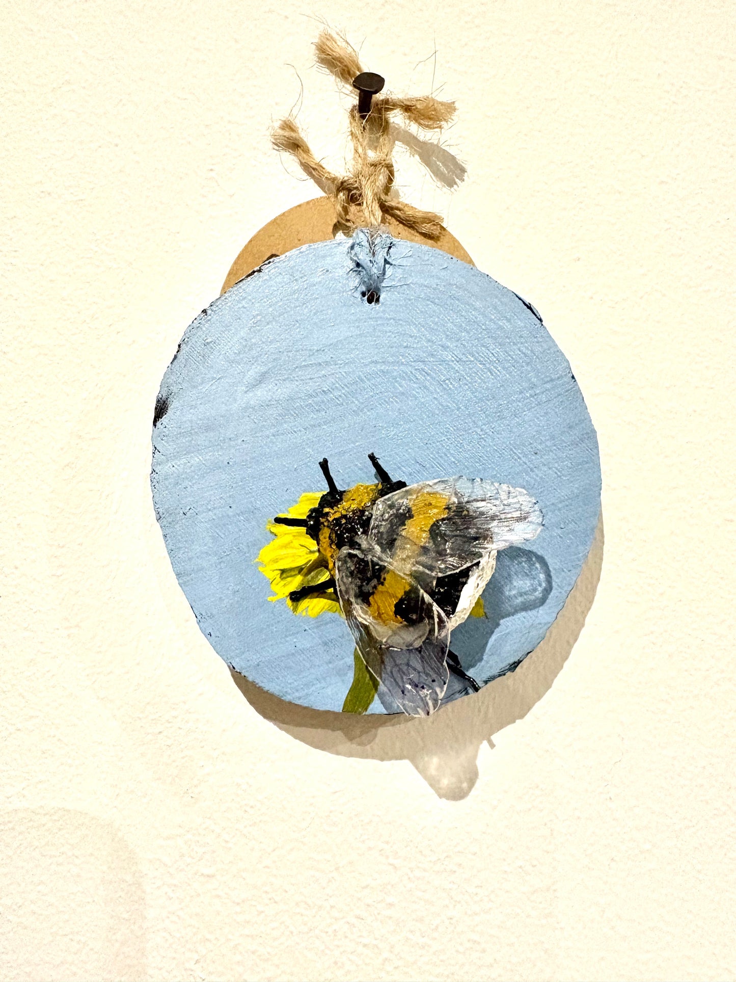 Bee Hanging Charms - Blue Sky Bee 2 - Original Recycled Art