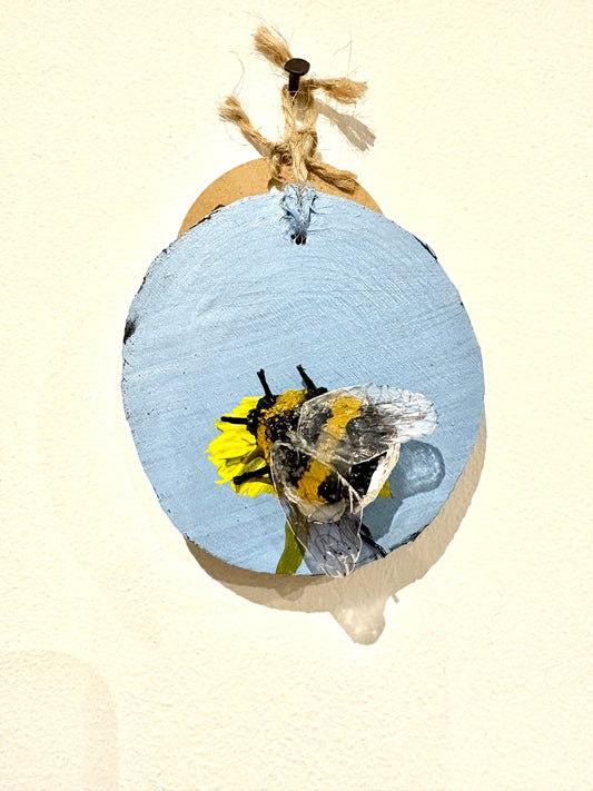 Bee Hanging Charms - Blue Sky Bee 2 - Original Recycled Art