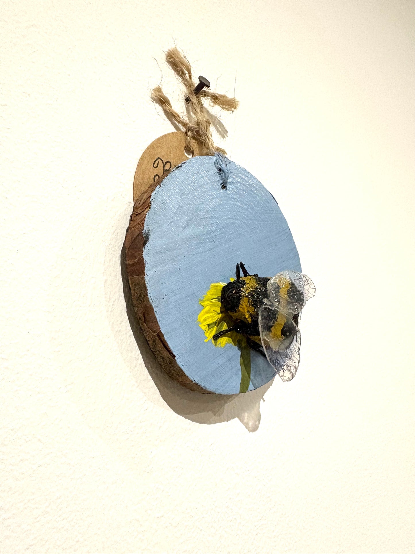Bee Hanging Charms - Blue Sky Bee 2 - Original Recycled Art