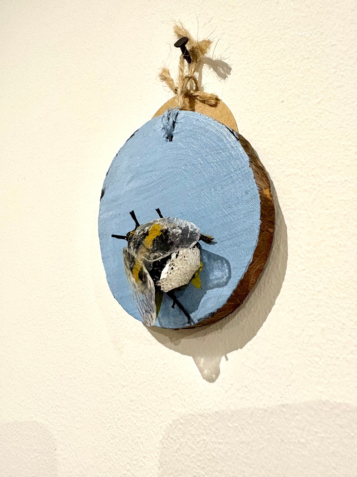 Bee Hanging Charms - Blue Sky Bee 2 - Original Recycled Art