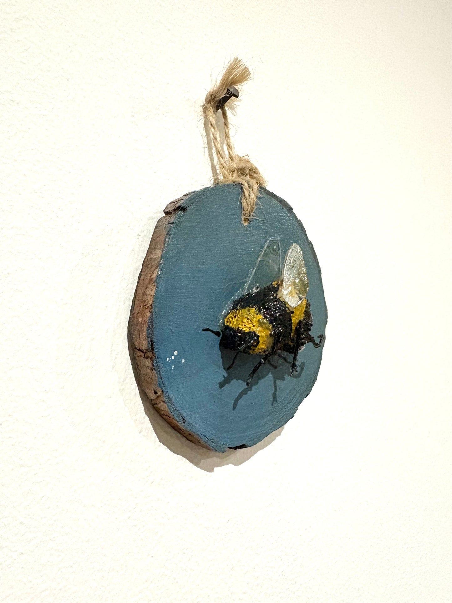 Bee Hanging Charms - Teal Bee 2 - Original Recycled Art