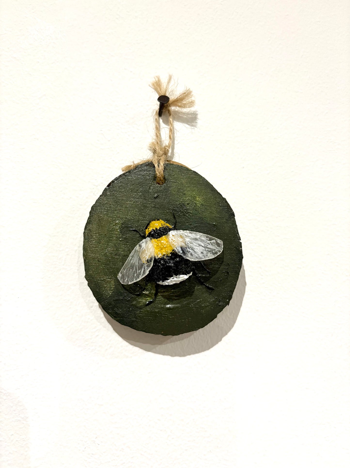 Bee Hanging Charms - Green Bee 1 - Original Recycled Art