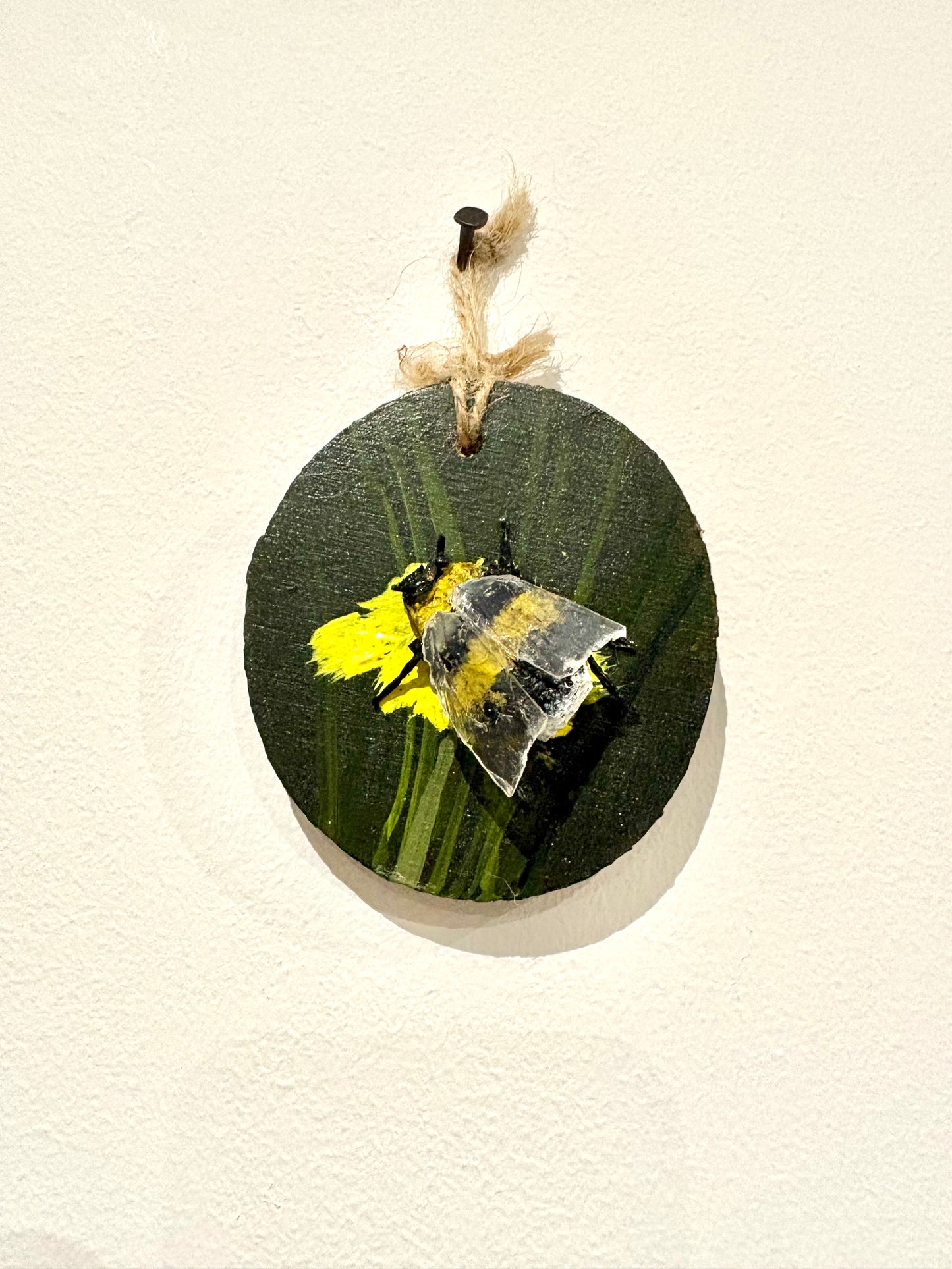 Bee Hanging Charms - Green Bee 2 - Original Recycled Art