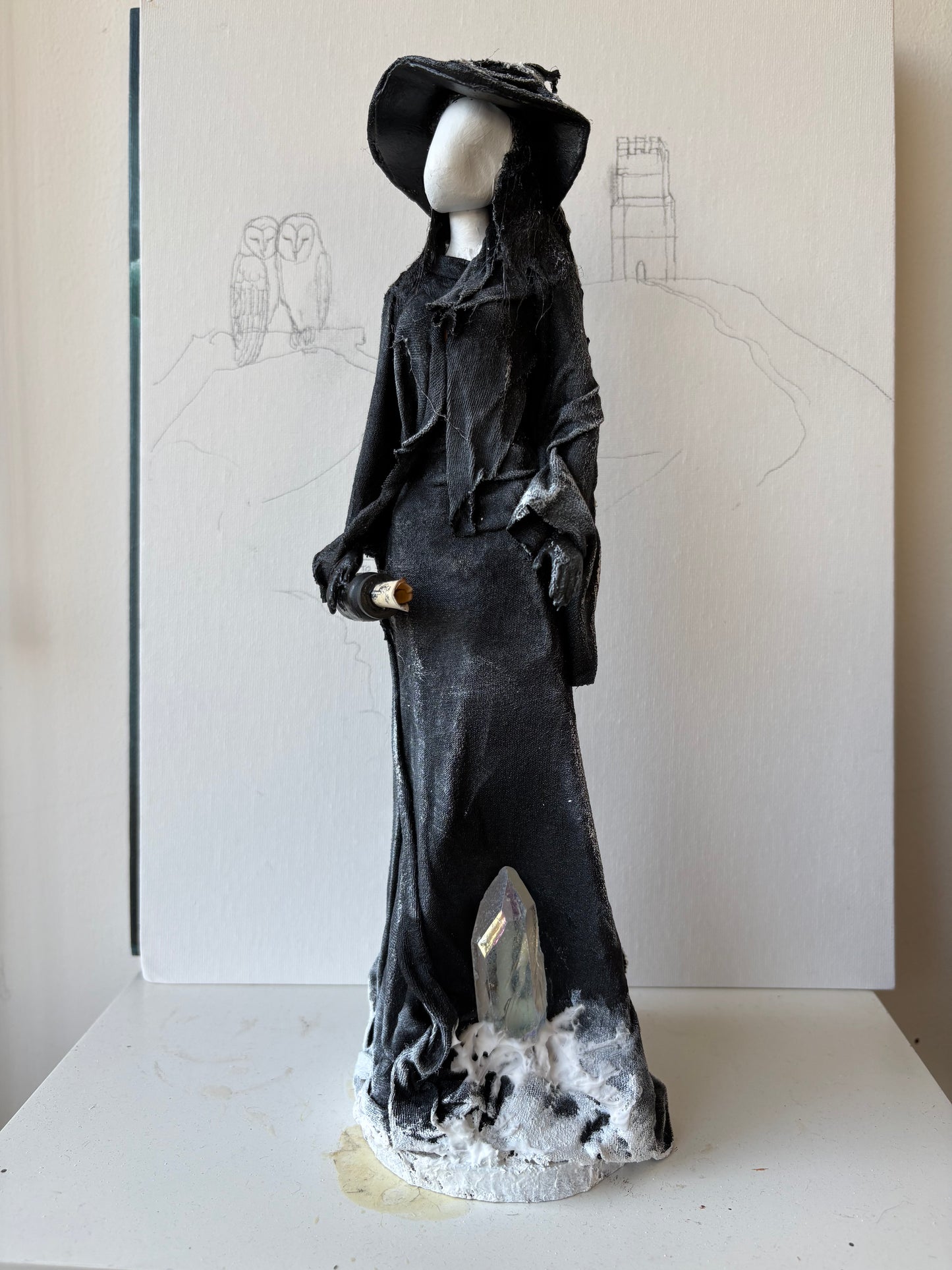 Midwinter Witch - Pagan Sculpture Recycled Materials