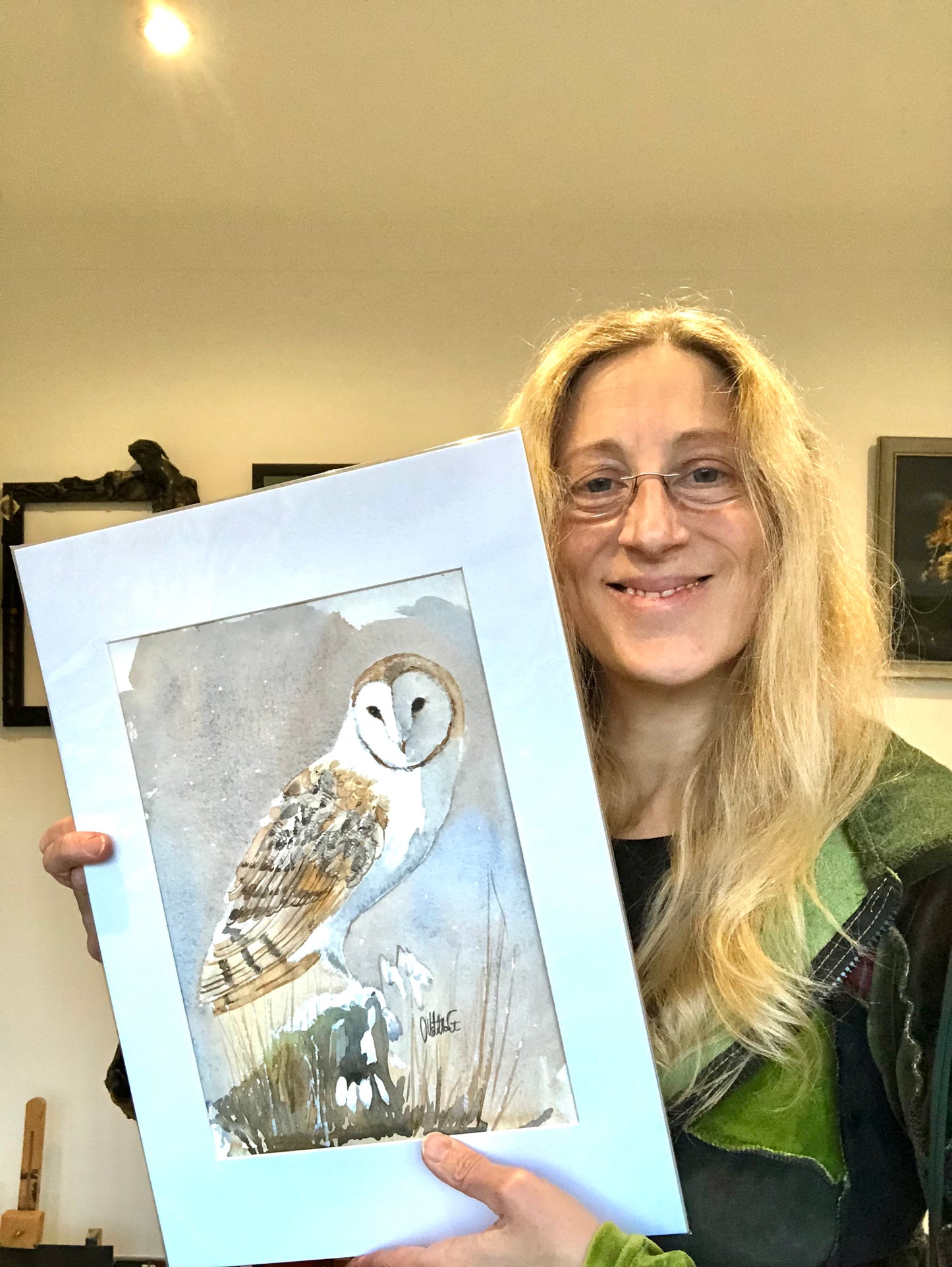 Original Owl art - The First Snowdrops