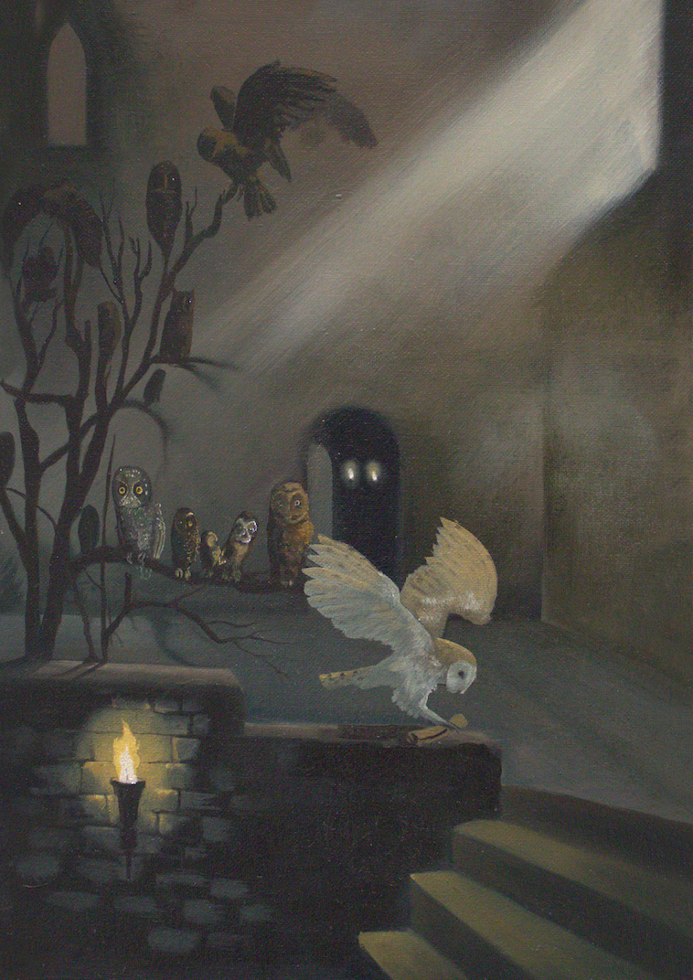 The Owlery Sculpture Frame and Painting