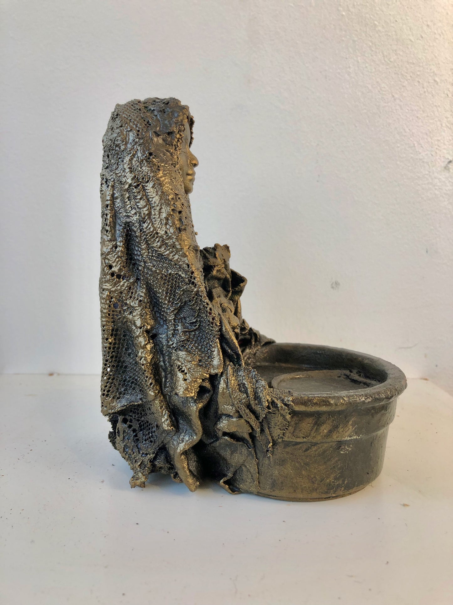 Heart Meditation Crystal or Tea Light Holder  - Medieval Pagan Sculpture